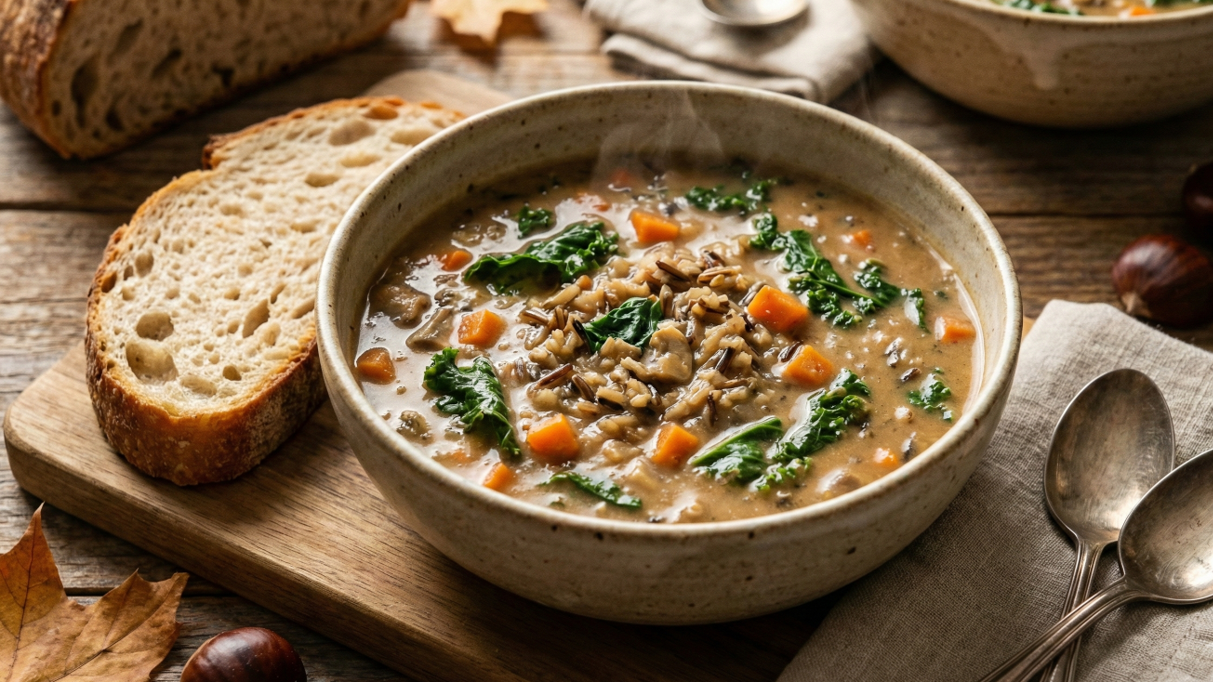 Creamy Wild Rice Soup with Kale