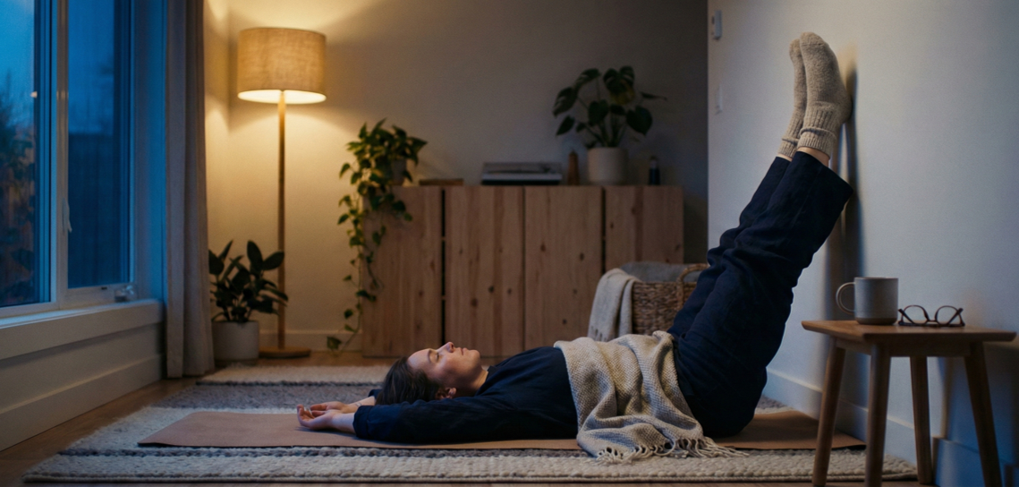 Legs up the wall yoga pose